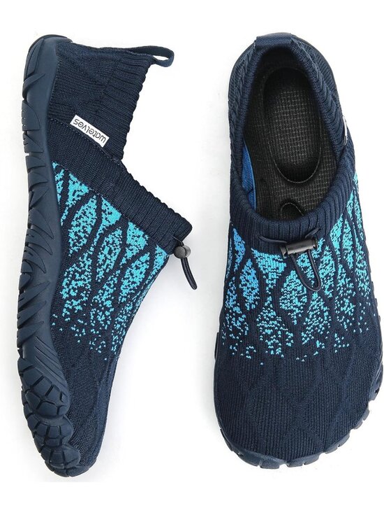 ?Men\'s Blue Knit Pull on Comfortable Elastic Adjustable Non Slip Shoes main image 5